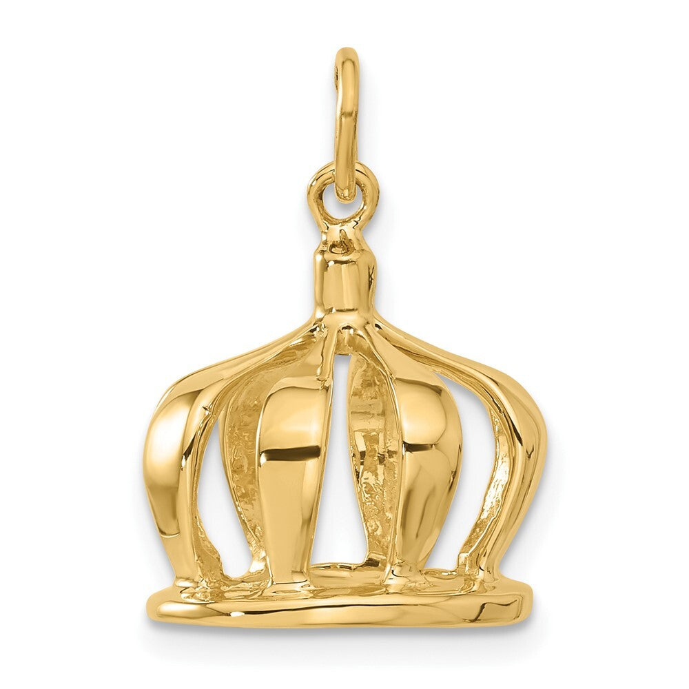 14k Yellow Gold 3D Crown Charm Pendant for Women