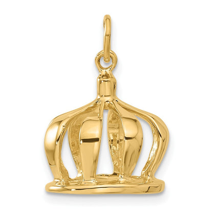 14k Yellow Gold 3D Crown Charm Pendant for Women