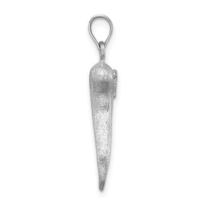 14k White Gold White Brushed 3D Italian Horn Pendant for Women