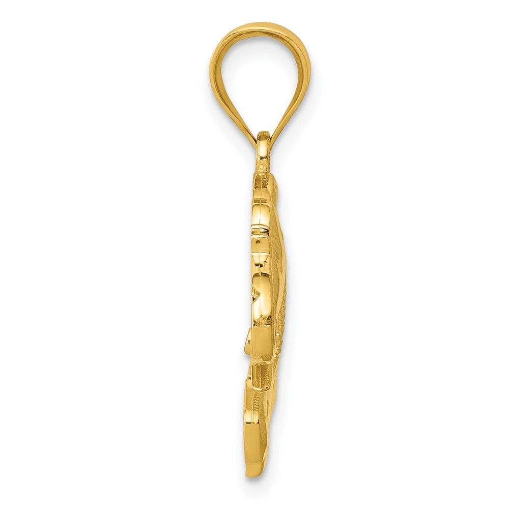 14k Yellow Gold Filigree Elephant Pendant