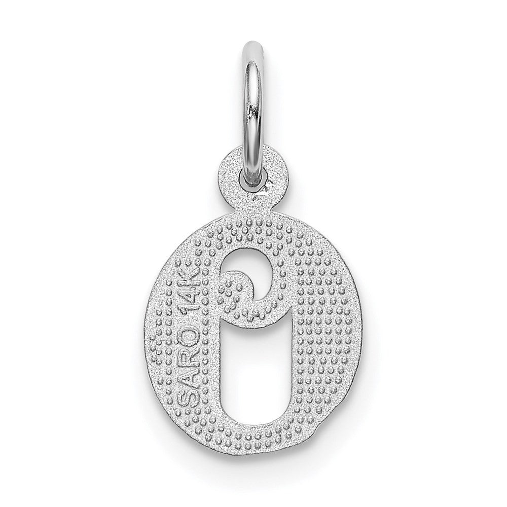 14k White Gold Diamond-cut Letter O Initial Charm Pendant
