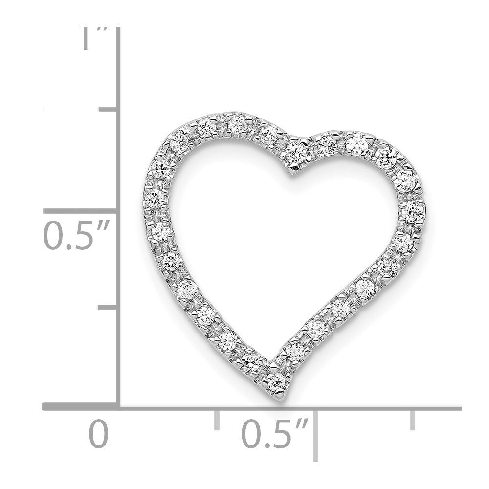 14k White Gold 1/5ct. Diamond Curved Heart Chain Slide Pendant for Women