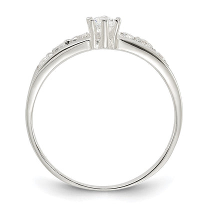 Sterling Silver Row and Solitaire Cubic Zirconia Ring Size 8
