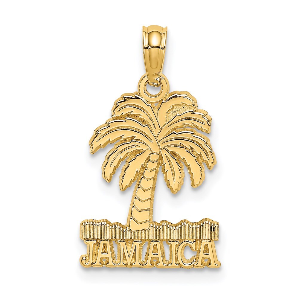 14k Yellow Gold JAMAICA Under Palm Tree Charm Pendant for Women
