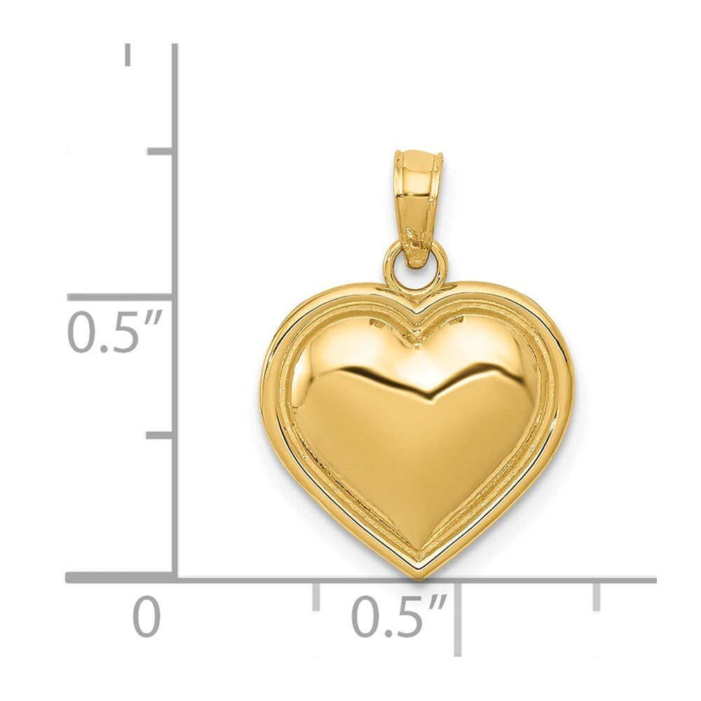 14k Yellow Gold Polished Domed Heart Pendant for Women