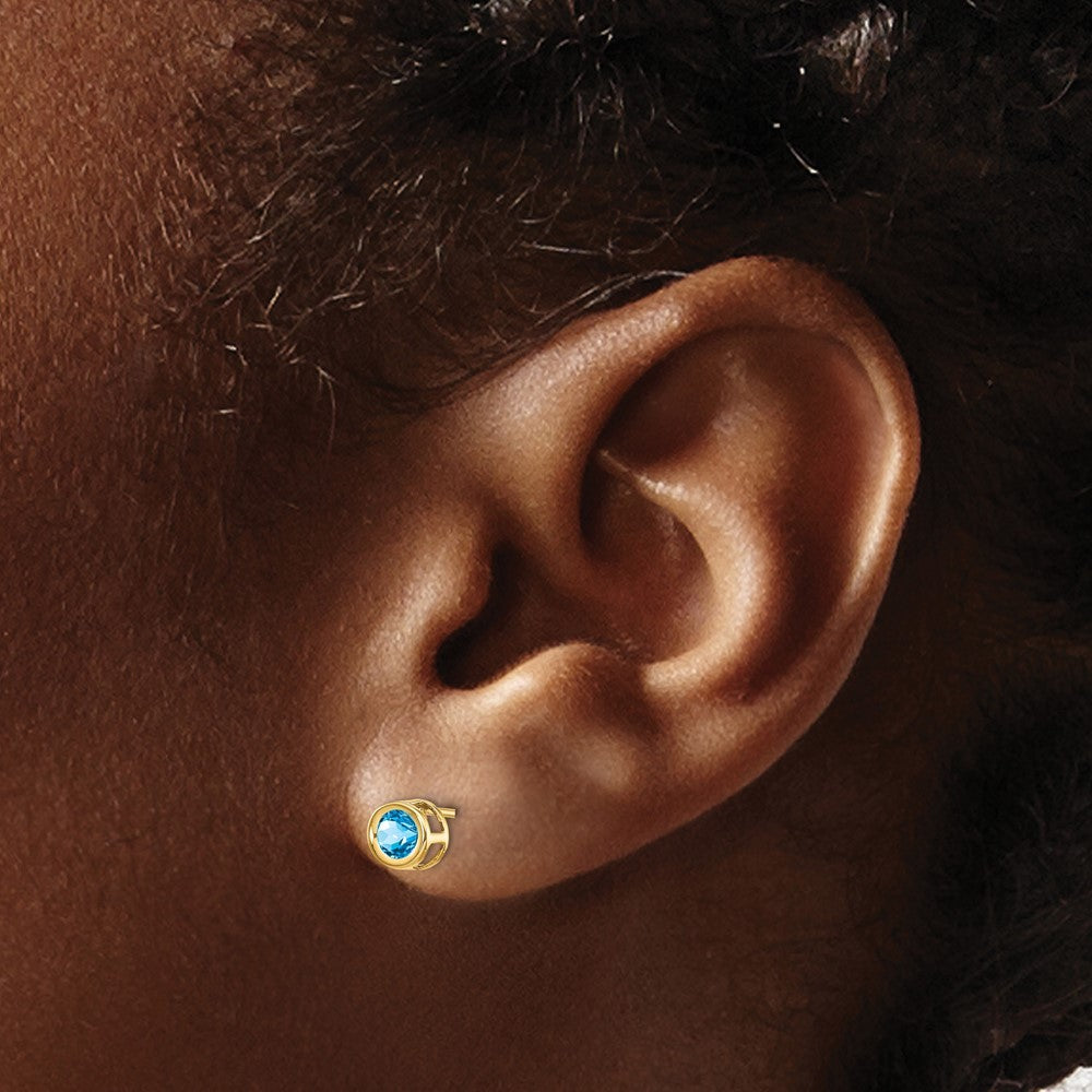 14k Yellow Gold Blue topaz Earrings - December