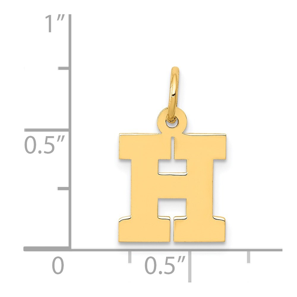 14k Yellow Gold Small Block Letter H Initial Charm Pendant for Women