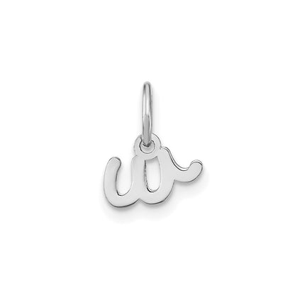 14k White Gold Lower case Letter W Initial Charm Pendant for Women