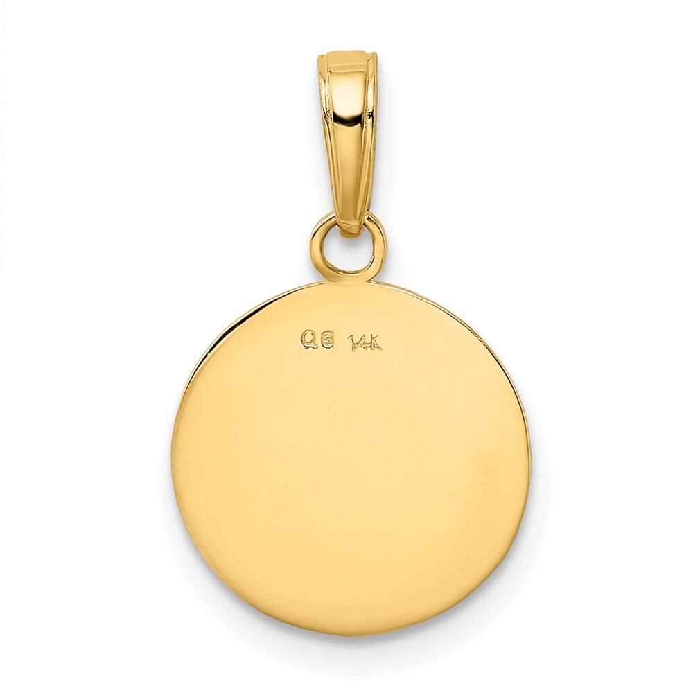 14k Yellow Gold Gold Polished Baseball Closed Back Pendant for Women