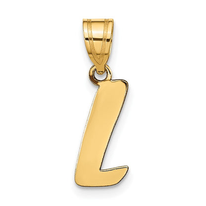 14k Yellow Gold Polished Script Letter L Initial Pendant for Women
