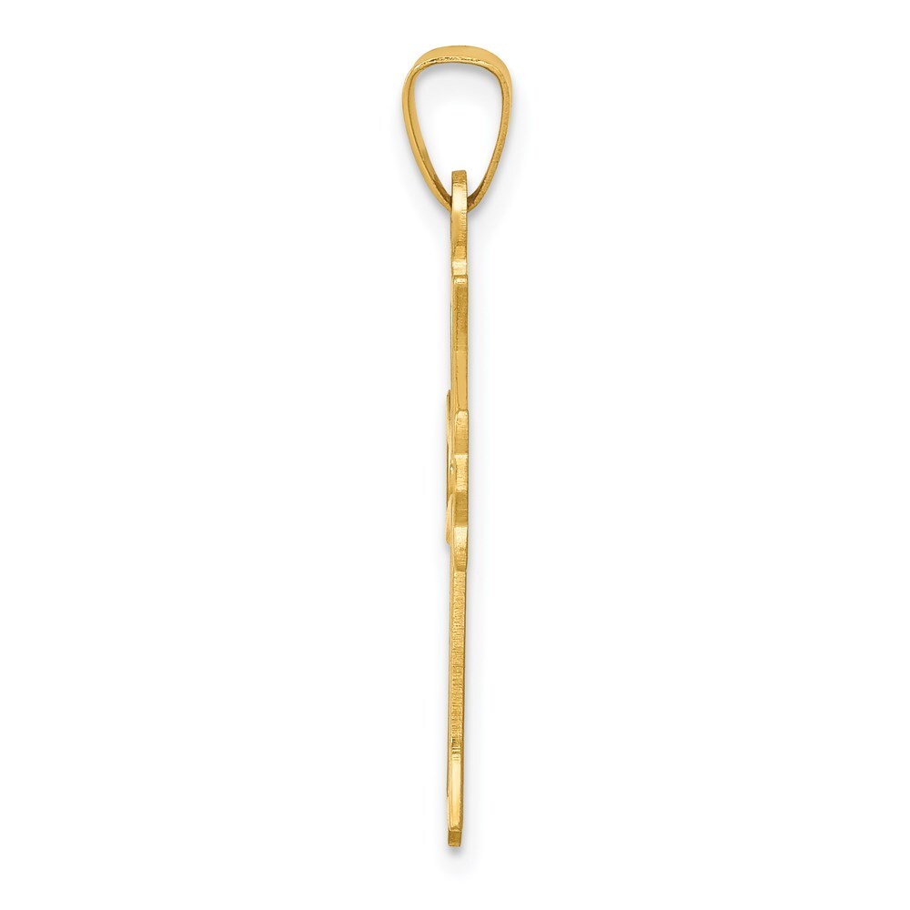 14k Yellow Gold Polished Cut-out Fleur de Lis Cross Pendant