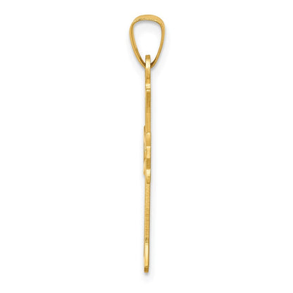 14k Yellow Gold Polished Cut-out Fleur de Lis Cross Pendant
