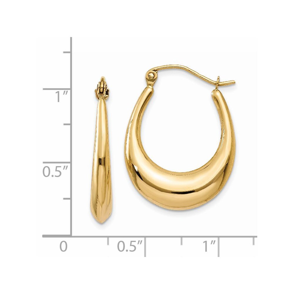 14k Yellow Gold Polished Hoop Earrings Gift for Women