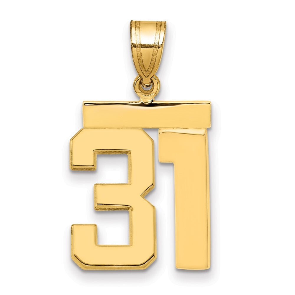14k Yellow Gold Medium Polished Number 31 Charm Pendant for Women