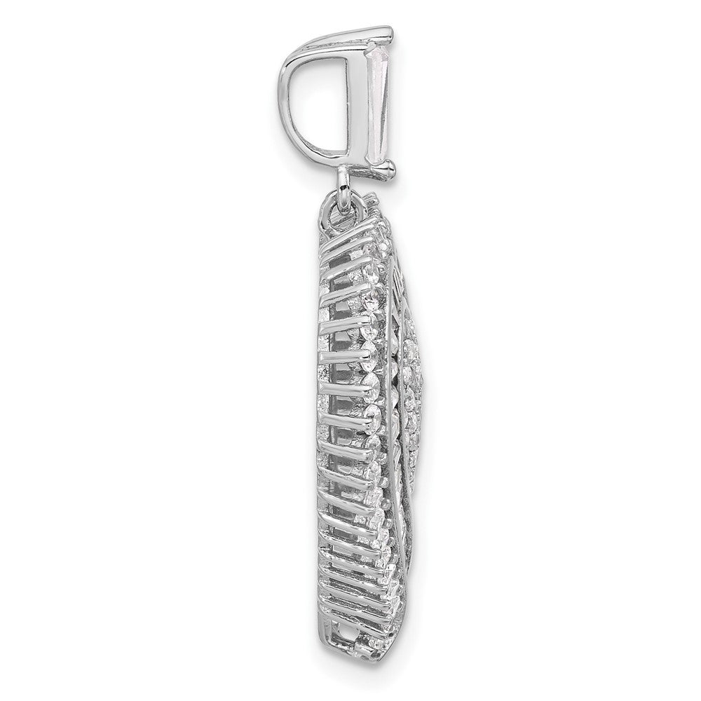 Sterling Silver Rhodium-plated Cubic Zirconia Heart Pendant