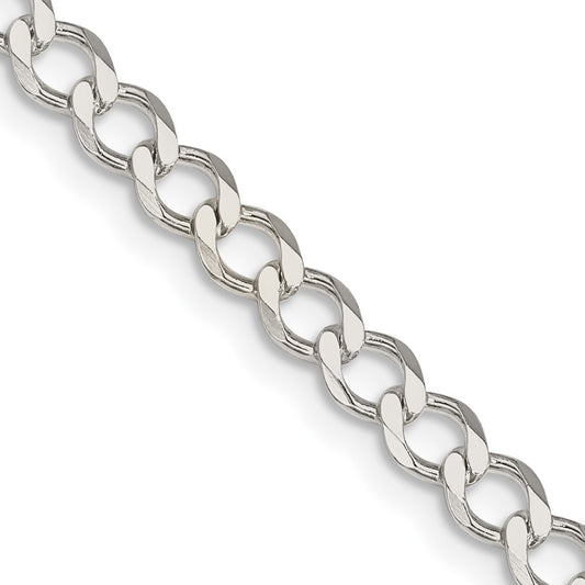Sterling Silver 4.5mm Semi-solid Flat Curb Chain Necklace
