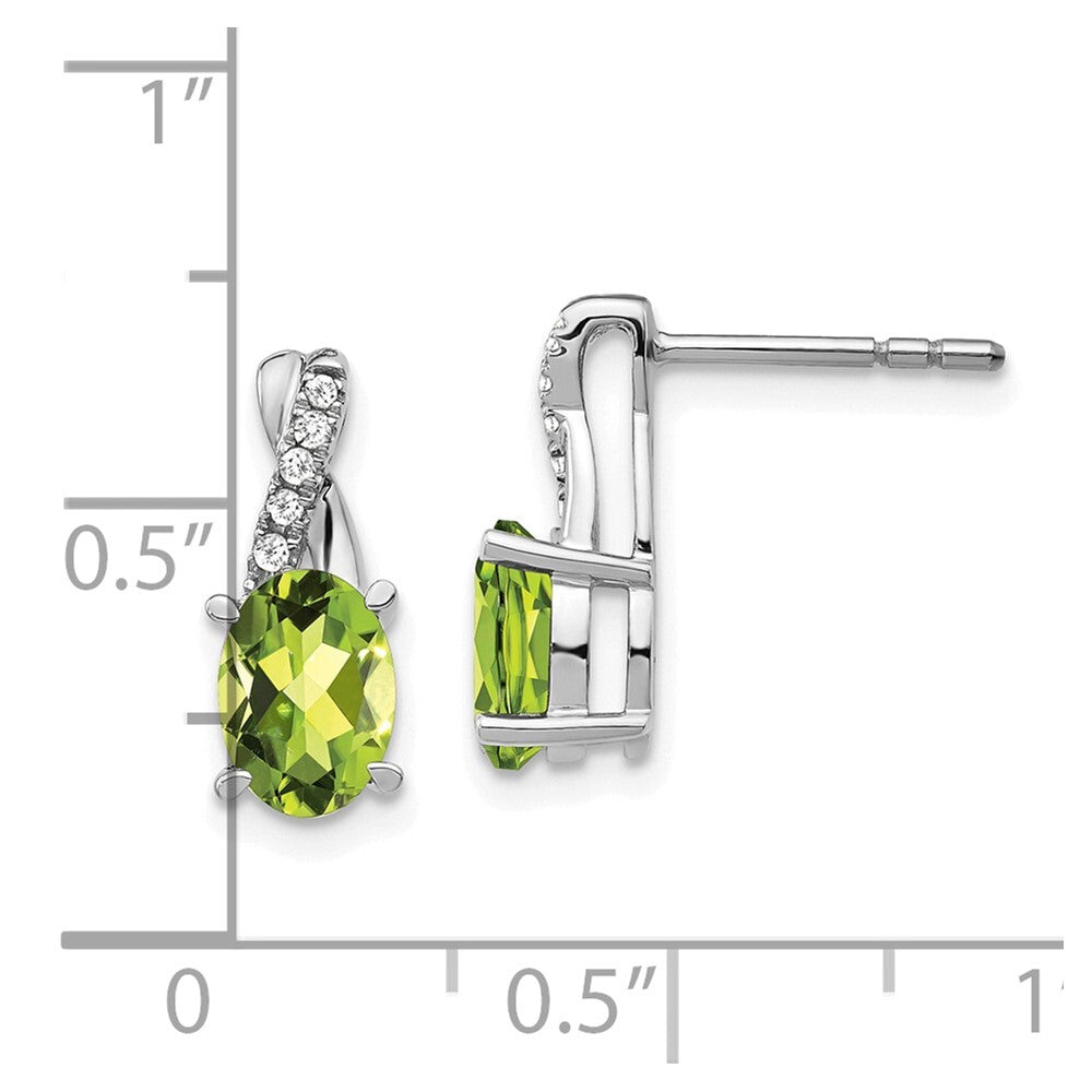 14k White Gold Peridot and Diamond Drop & Dangle Earrings