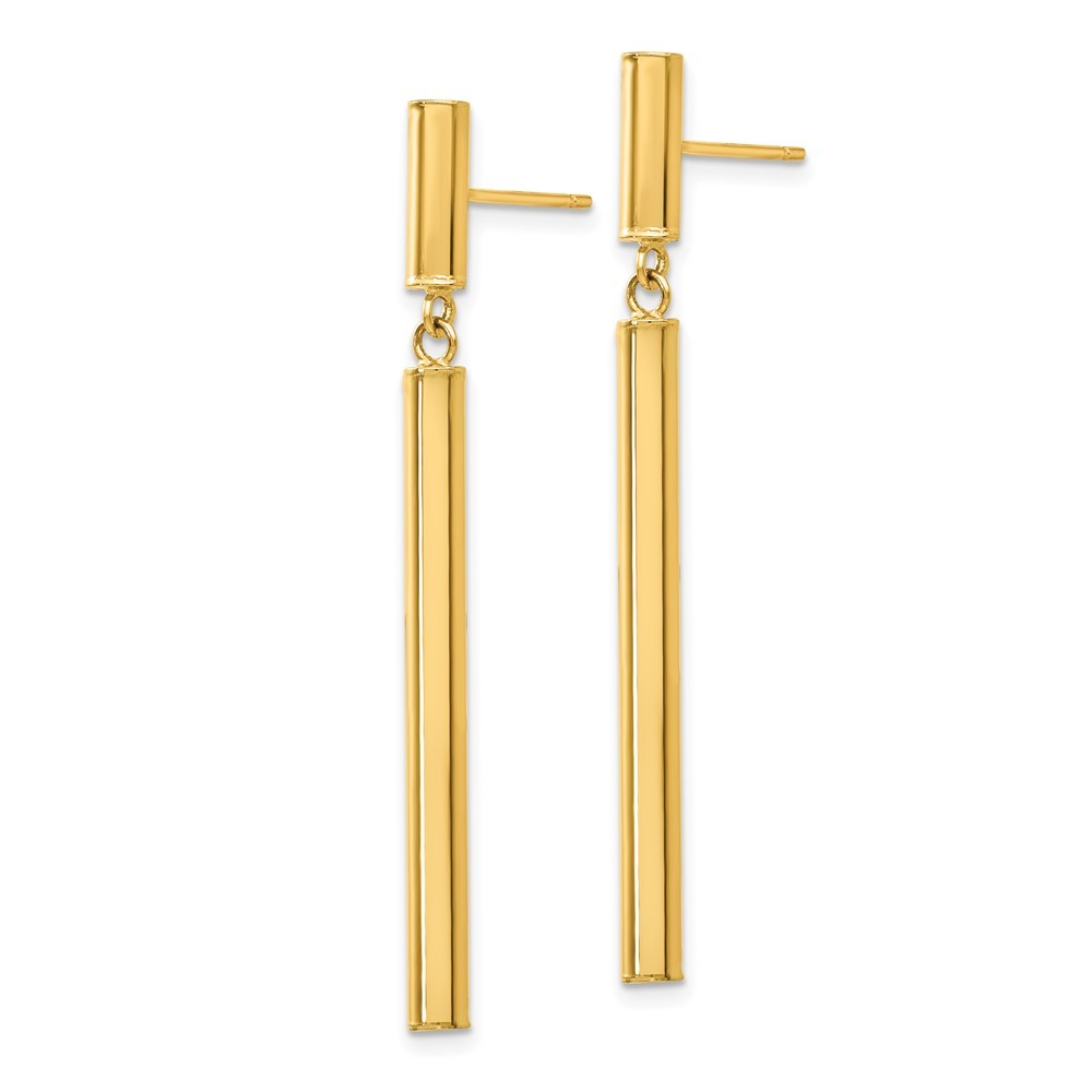 14k Yellow Gold Fancy Dangle Round Tube Earrings