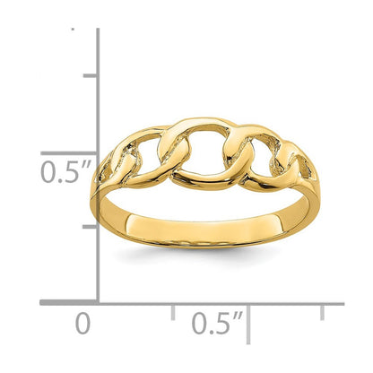 14K Yellow Gold Polished Chain Link Ring Size 7