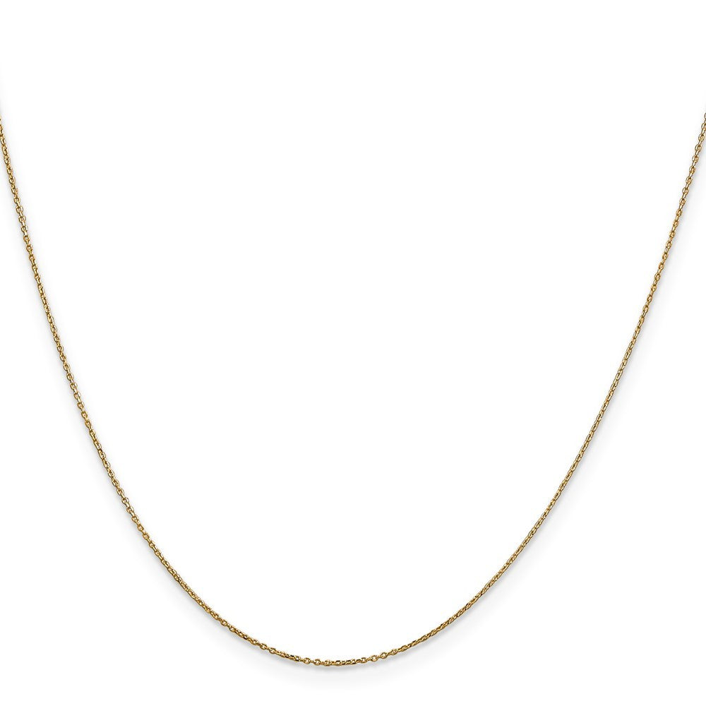 14k Yellow Gold 14" .6mm Diamond-cut Round Open Link Cable Chain Necklace
