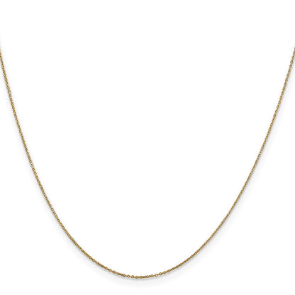 14k Yellow Gold 14" .6mm Diamond-cut Round Open Link Cable Chain Necklace