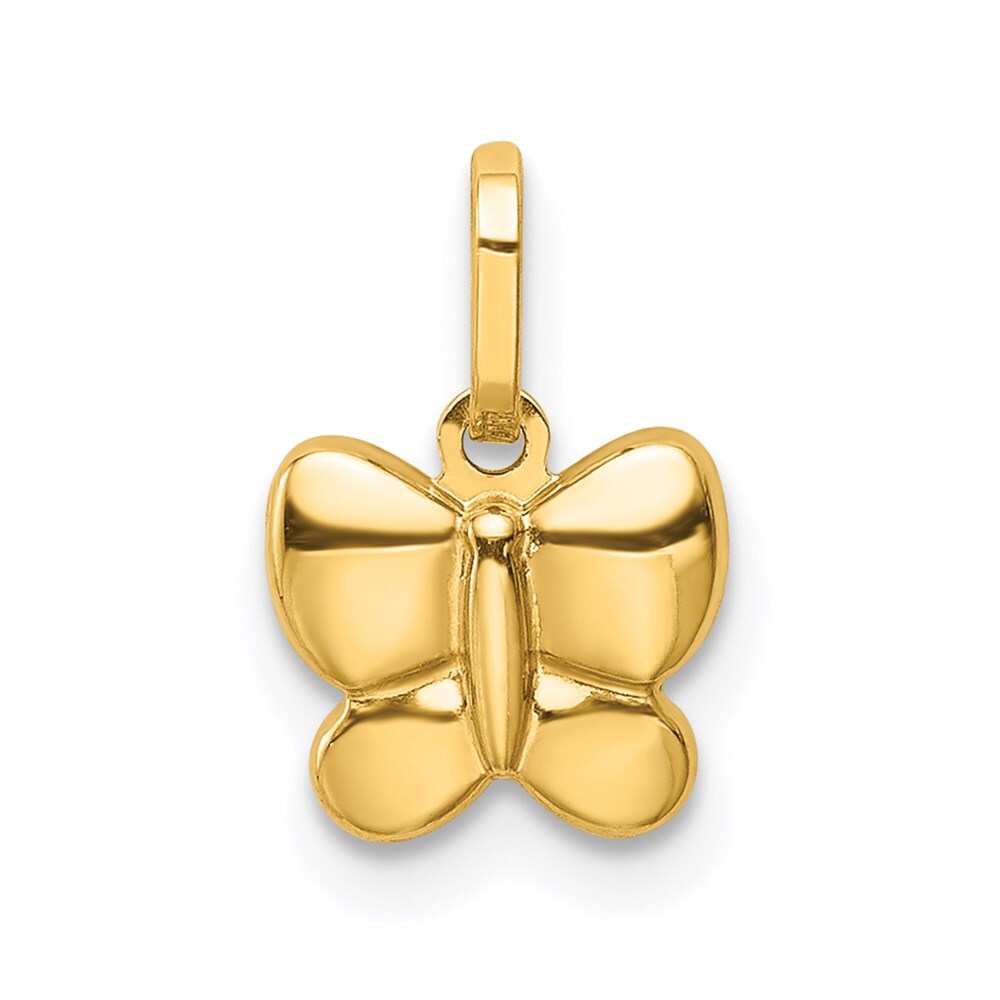 14k Yellow Gold Polished Butterfly Charm Pendant for Women