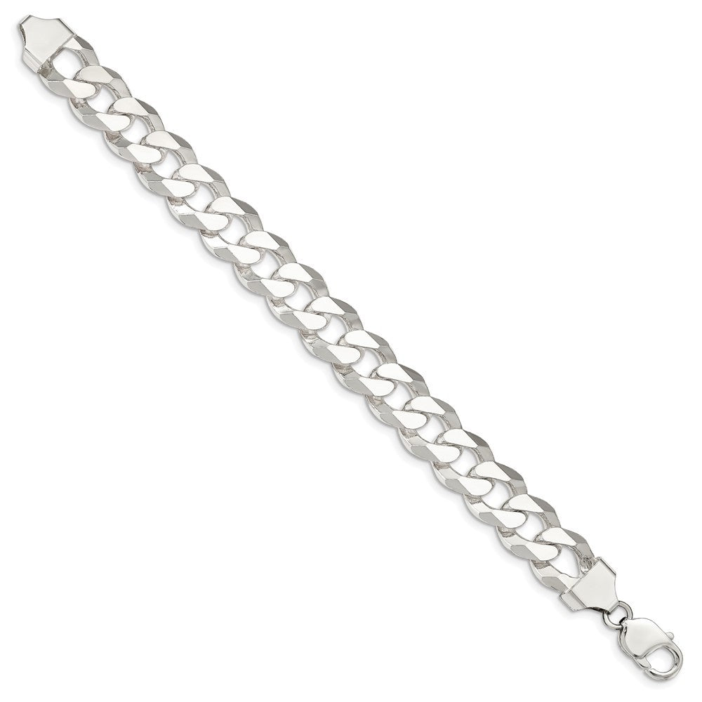 Sterling Silver 14mm Beveled Curb Chain Bracelet