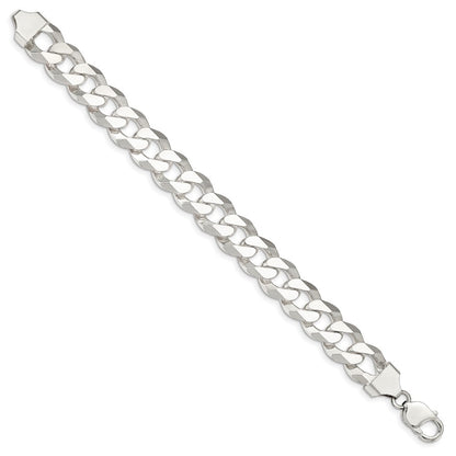 Sterling Silver 14mm Beveled Curb Chain Bracelet