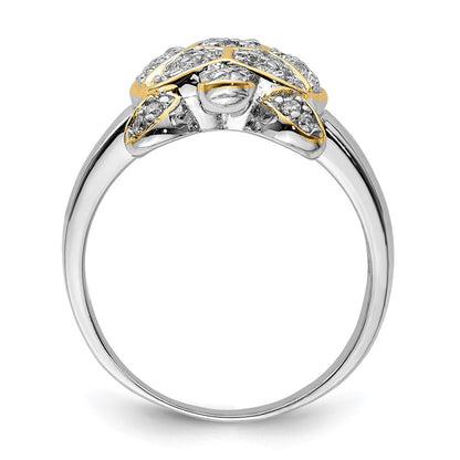 Sterling Silver Rhodium-plated Cubic Zirconia Turtle Ring Size 7