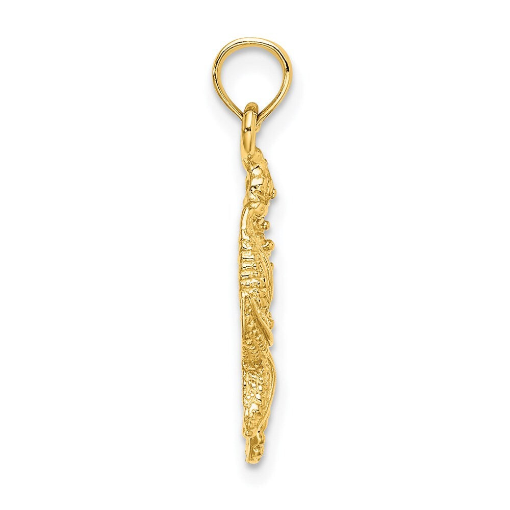 14k Yellow Gold Starfish and Seahorse Charm Pendant for Women