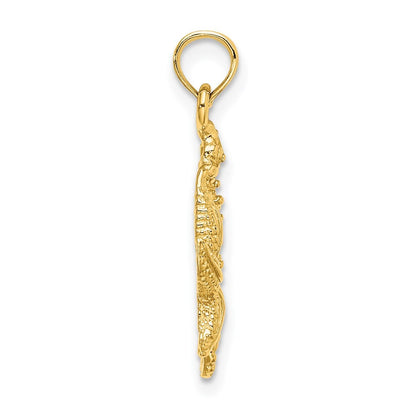 14k Yellow Gold Starfish and Seahorse Charm Pendant for Women