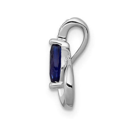 14k White Gold Diamond and .28 Sapphire Teardrop Slide Pendant for Women