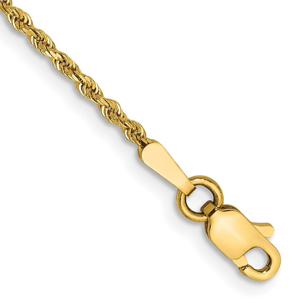 14k Yellow Gold 5.5 inch 1.5mm Diamond-cut Rope Chain Bracelet