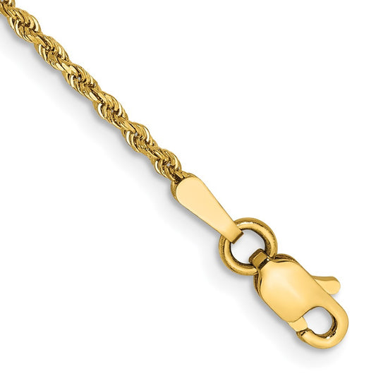 14k Yellow Gold 5.5 inch 1.5mm Diamond-cut Rope Chain Bracelet