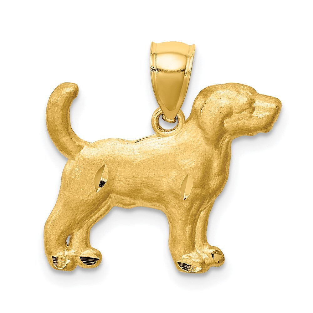 14k Yellow Gold Diamond-cut Beagle Pendant for Women