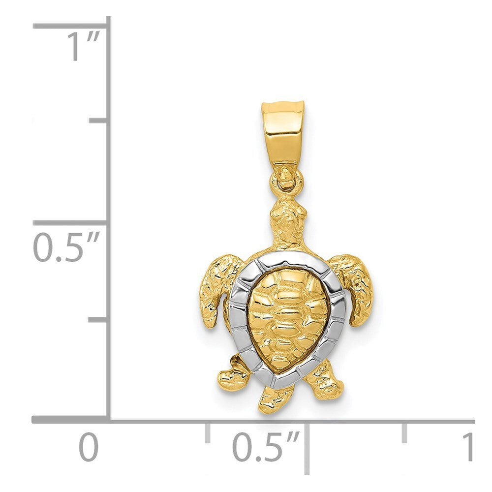 14k Two-tone Gold Gold Turtle Charm Pendant for Women