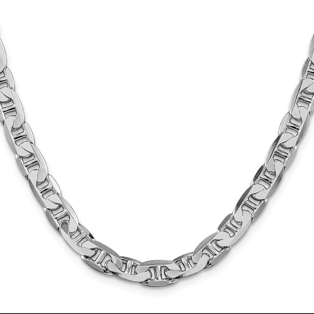 Sterling Silver Rhodium-plated 7mm Flat Anchor Chain Necklace