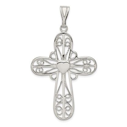 Sterling Silver Heart Cross Pendant Holiday Gift for Women