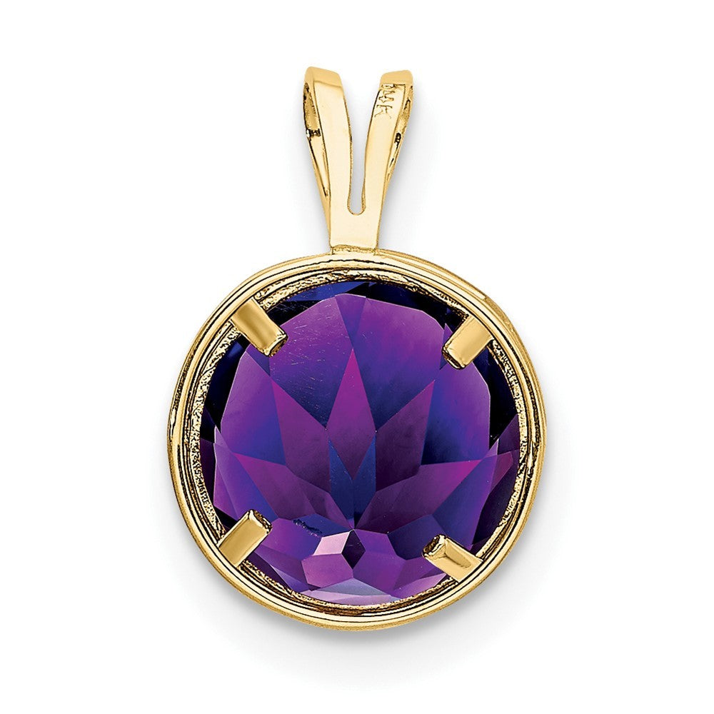 14k Yellow Gold 8mm Round Amethyst Bezel Pendant