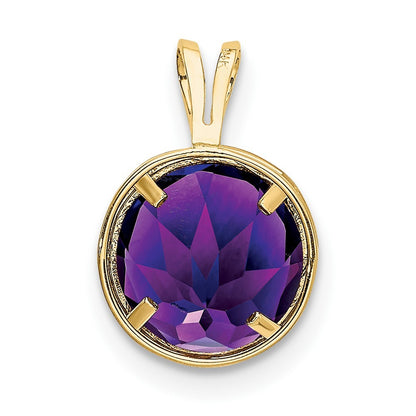 14k Yellow Gold 8mm Round Amethyst Bezel Pendant