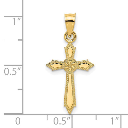 14k Yellow Gold w/ Engraved Edges Cross Charm