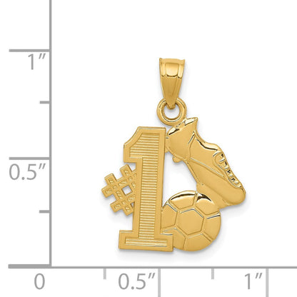 14k Yellow Gold #1 Soccer Ball With Cleats Pendant for Women