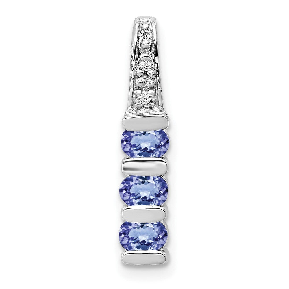 14k White Gold .60 Tanzanite and Diamond Chain Slide Pendant for Women