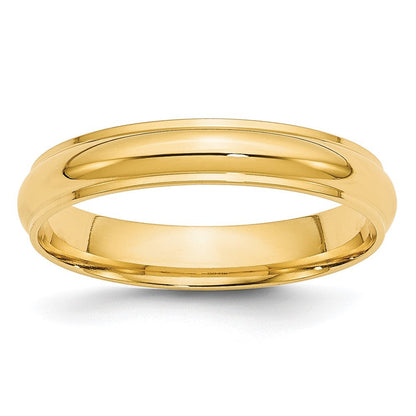 14k Yellow Gold  4mm Half Round with Edge Wedding Band Ring Size 7.5