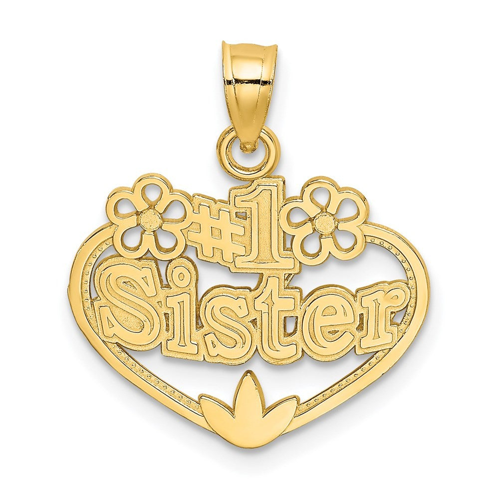 14k Yellow Gold #1 SISTER in Heart Charm