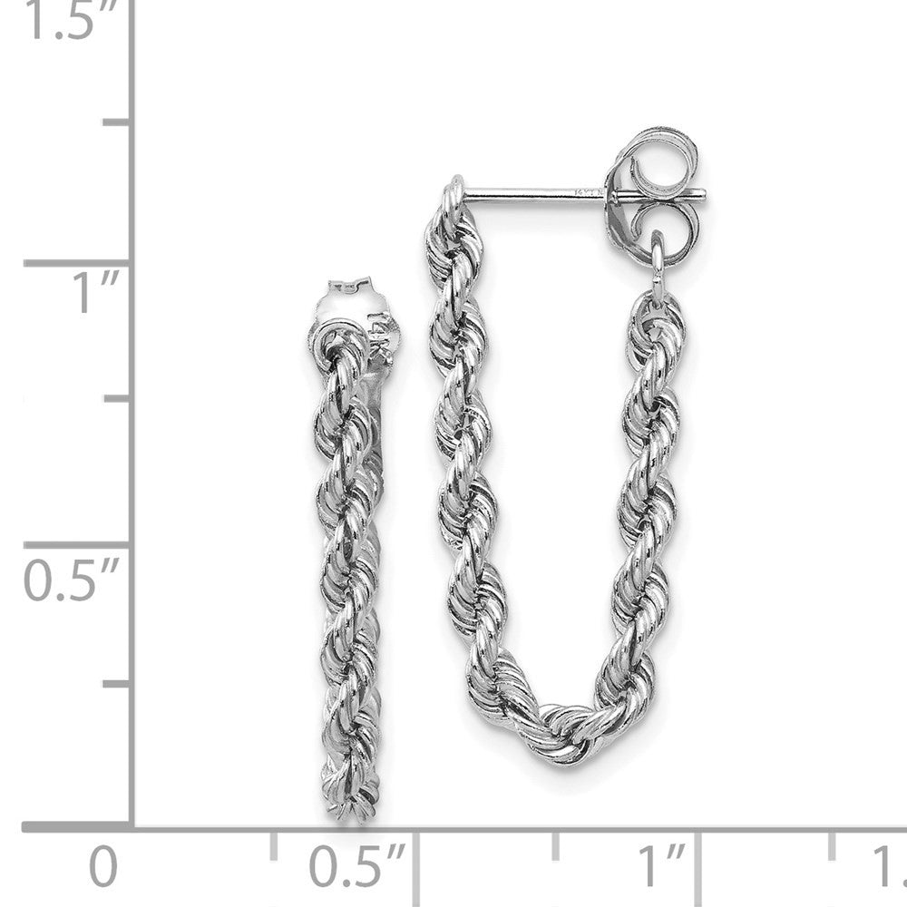 14K White Gold Rope Chain Dangle Earring
