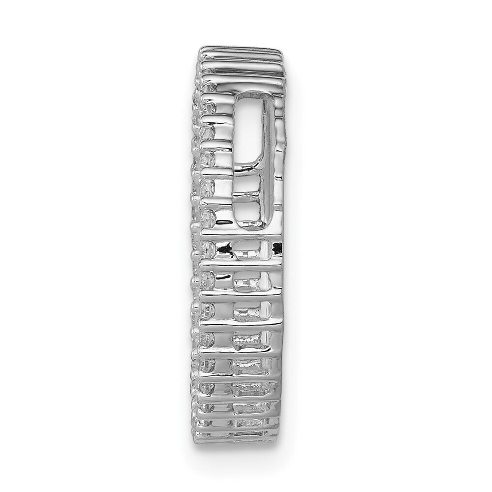 14k White Gold 1/4ct. Diamond Circle Chain Slide Pendant for Women