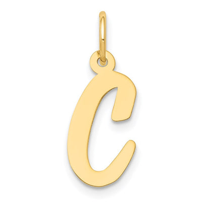 14k Yellow Gold Medium Script Letter C Initial Charm