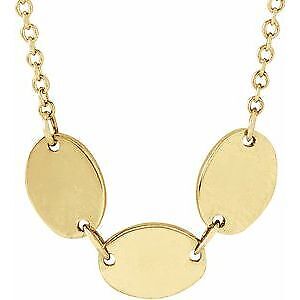 14k Yellow Gold 3-Disc Engravable Family Disc 18" Necklace Gift for Women