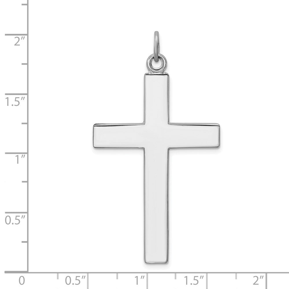 Sterling Silver Rhodium-plated Cross Lord's Prayer Pendant